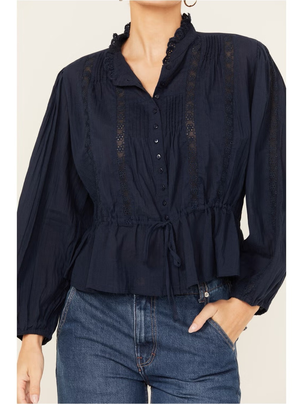 Free People Best of Me Navy Blouse